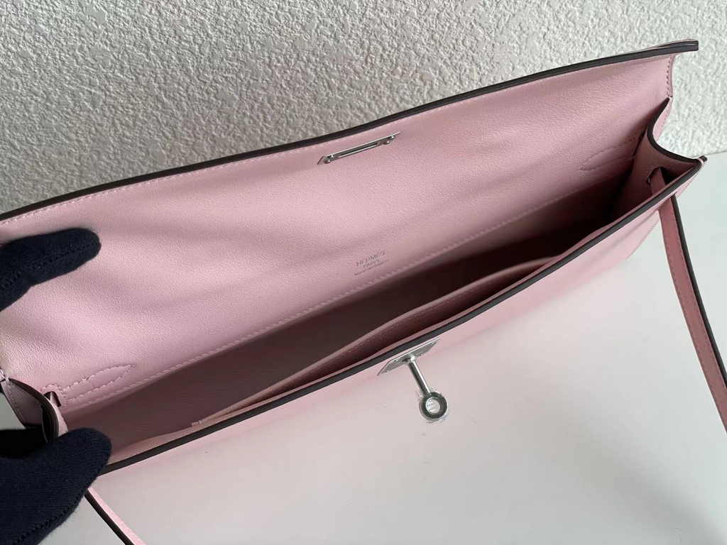 Hermès Kelly Cut Clutch 31cm Swift Leather Pink Silver