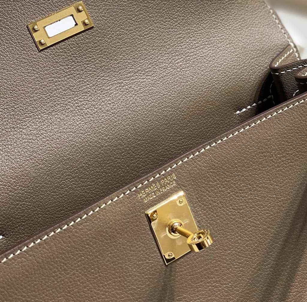 Hermès Kelly Danse II Dark gray Evercolor leather with gold