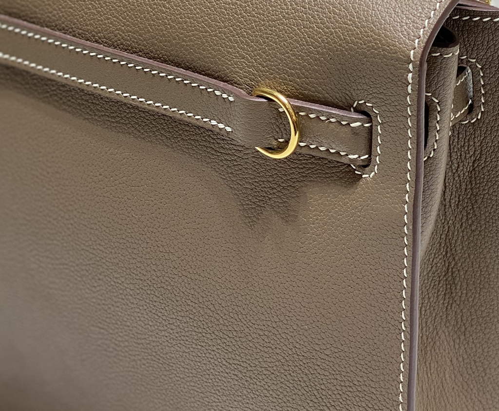Hermès Kelly Danse II Dark gray Evercolor leather with gold