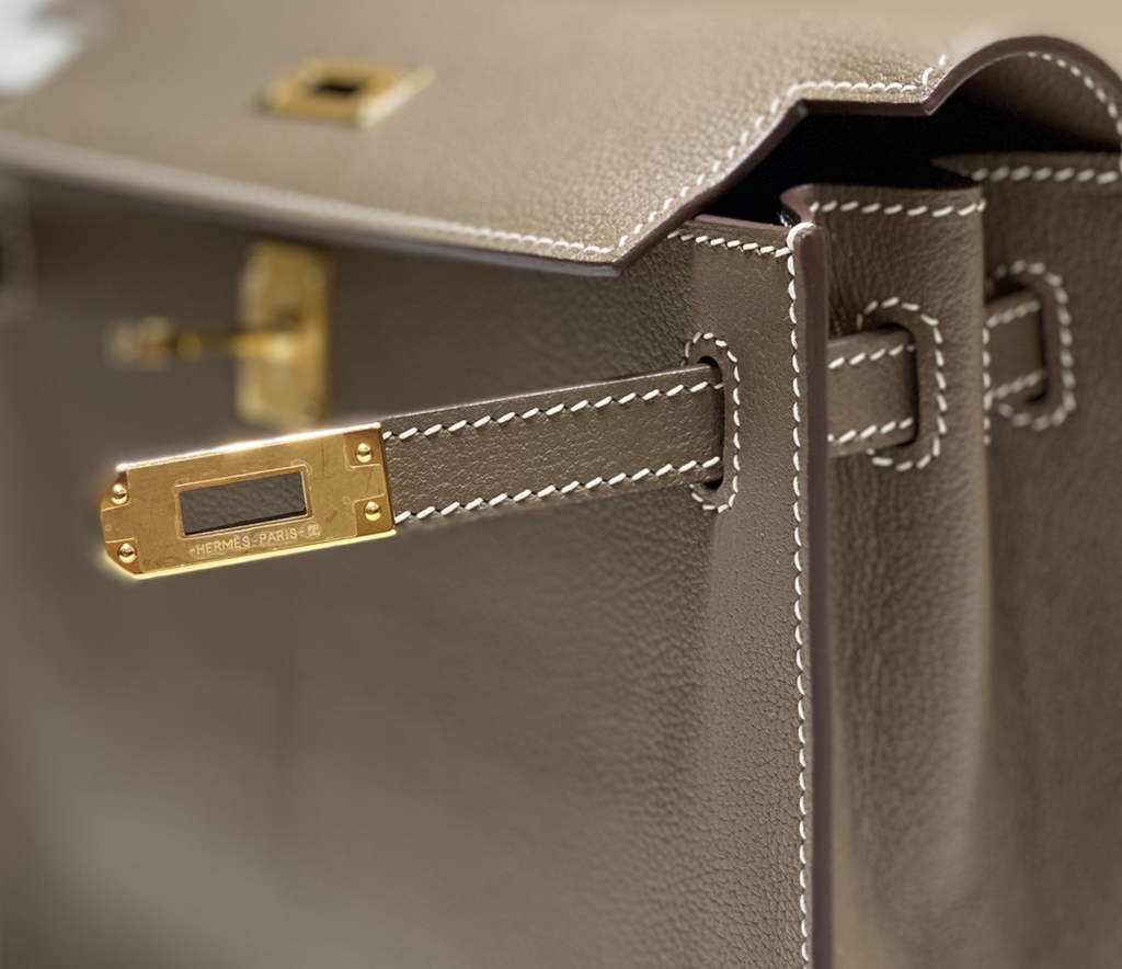 Hermès Kelly Danse II Dark gray Evercolor leather with gold