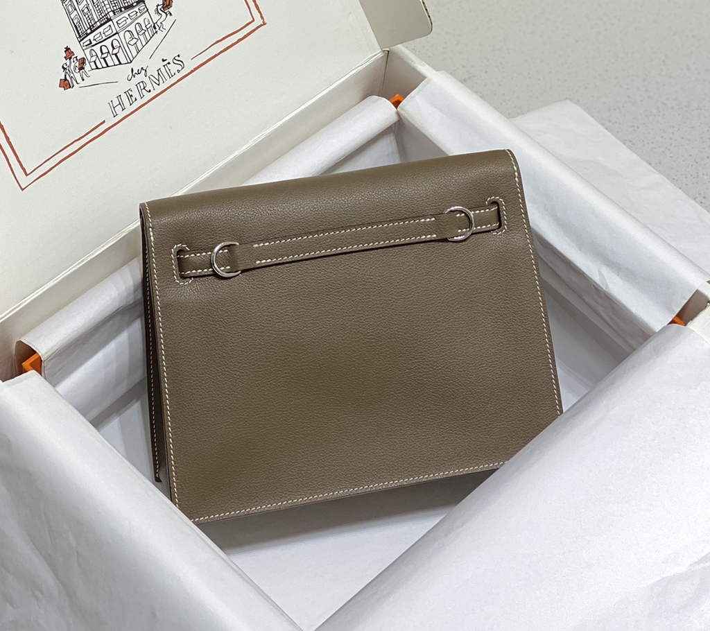 Hermès Kelly Danse II Dark gray Evercolor leather with silver