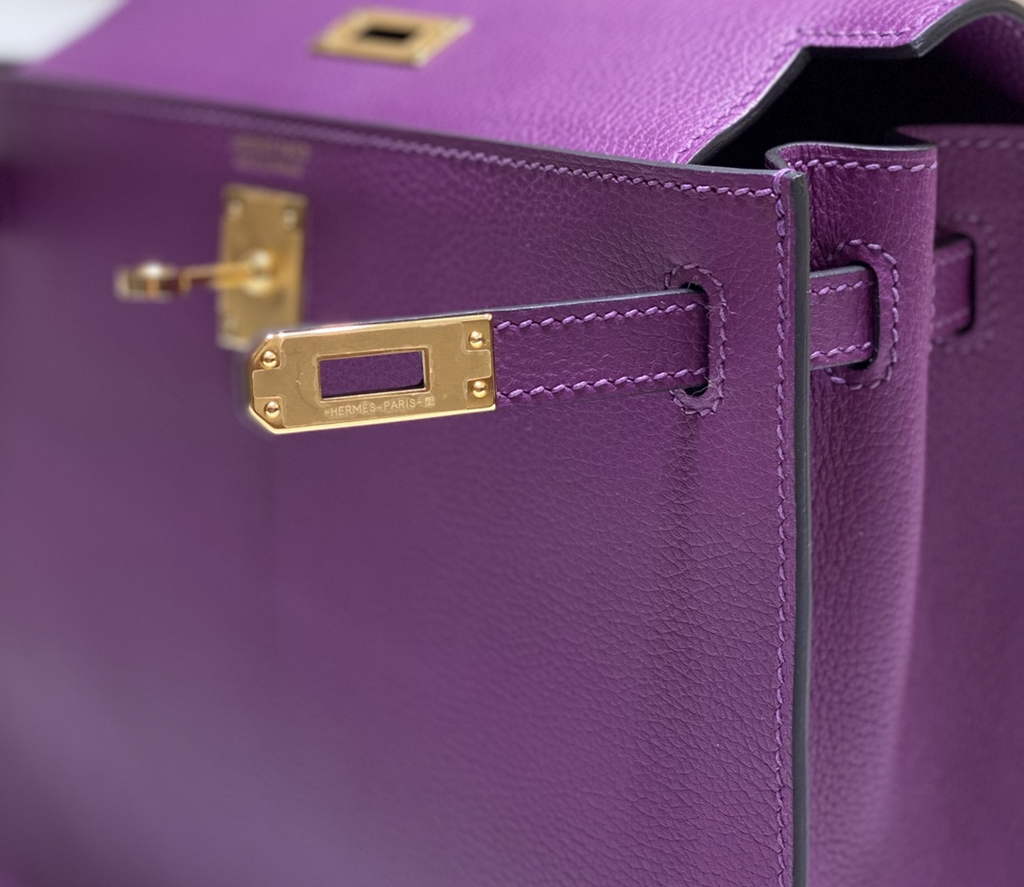 Hermès Kelly Danse II Purple Evercolor leather with gold