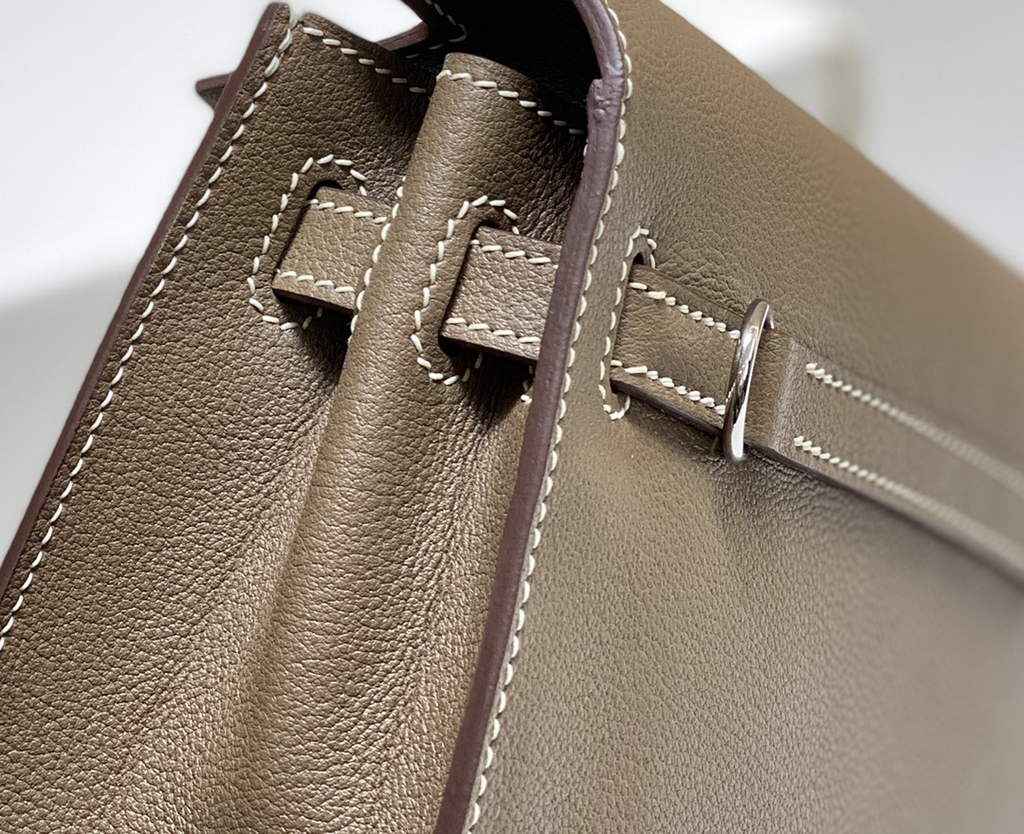 Hermès Kelly Danse II Dark gray Evercolor leather with silver