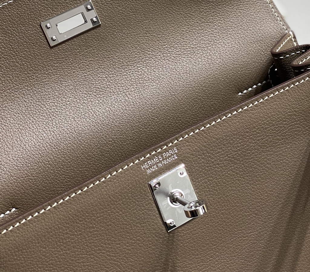 Hermès Kelly Danse II Dark gray Evercolor leather with silver