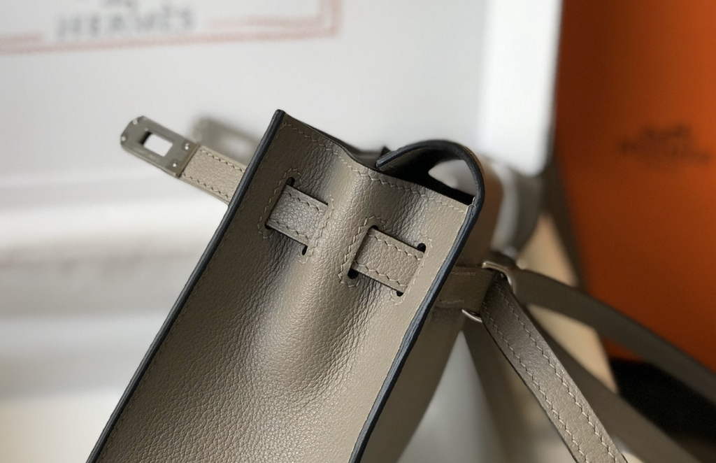 Hermès Kelly Danse II dark gray Evercolor leather with Silver