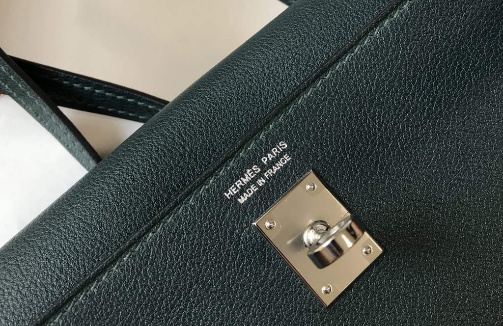 Hermès Kelly Danse II dark green Evercolor leather with Silver