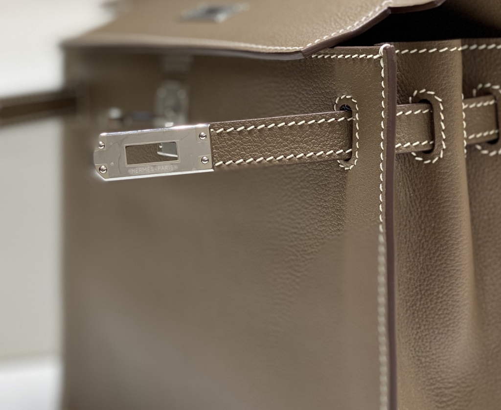Hermès Kelly Danse II Dark gray Evercolor leather with silver