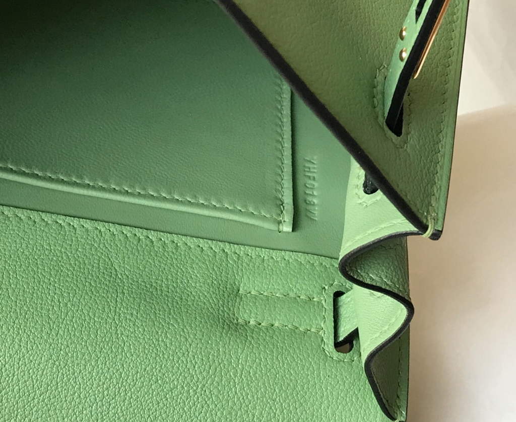 Hermès Kelly Danse II light green Evercolor leather with gold