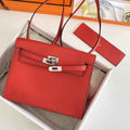 Hermès Kelly Danse II Red Evercolor leather with silver