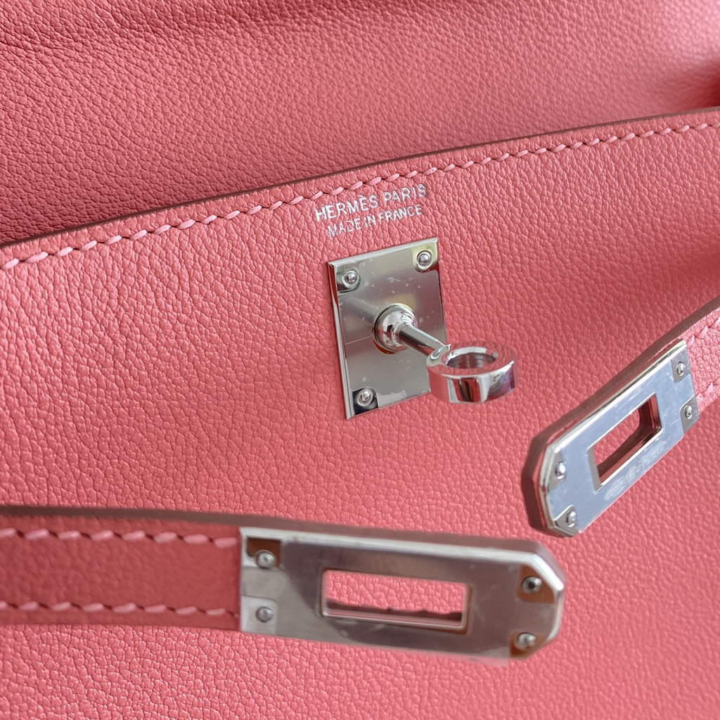 Hermès Kelly Danse II pink Evercolor leather with Silver