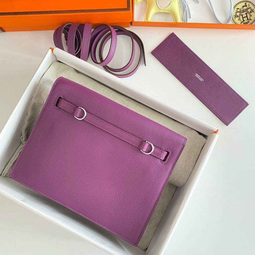 Hermès Kelly Danse II Purple Evercolor leather with Silver