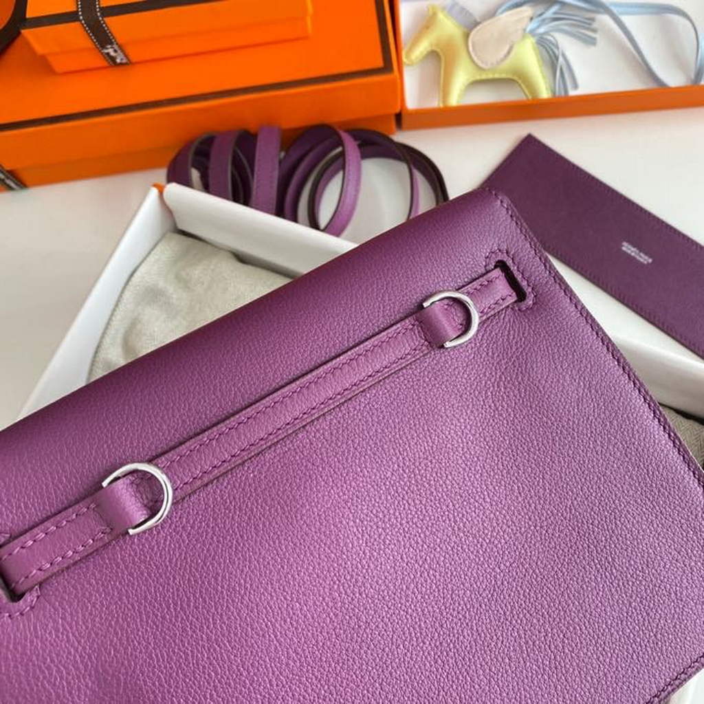 Hermès Kelly Danse II Purple Evercolor leather with Silver