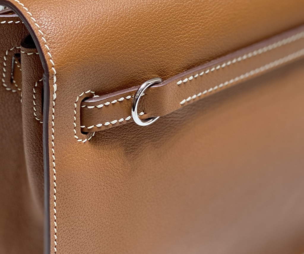 Hermès Kelly Danse II brown Evercolor leather with silver