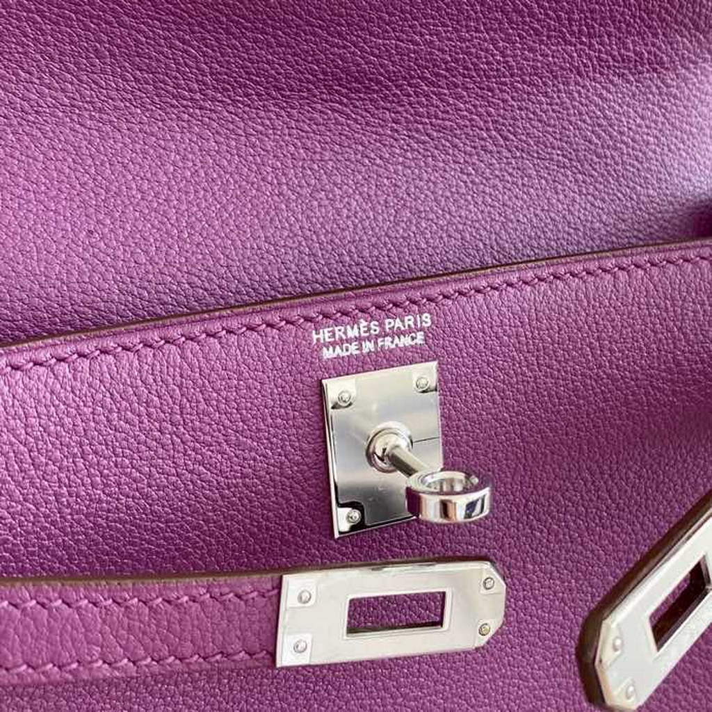 Hermès Kelly Danse II Purple Evercolor leather with Silver