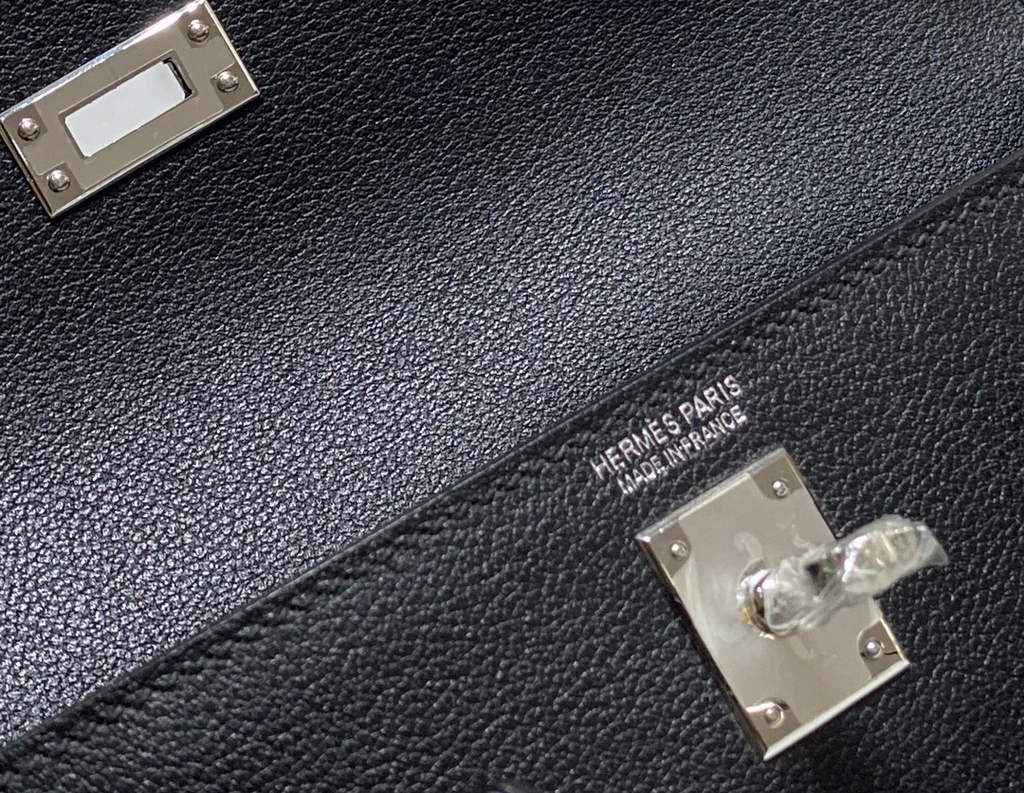 Hermès Kelly Danse II Black Evercolor leather with Silver