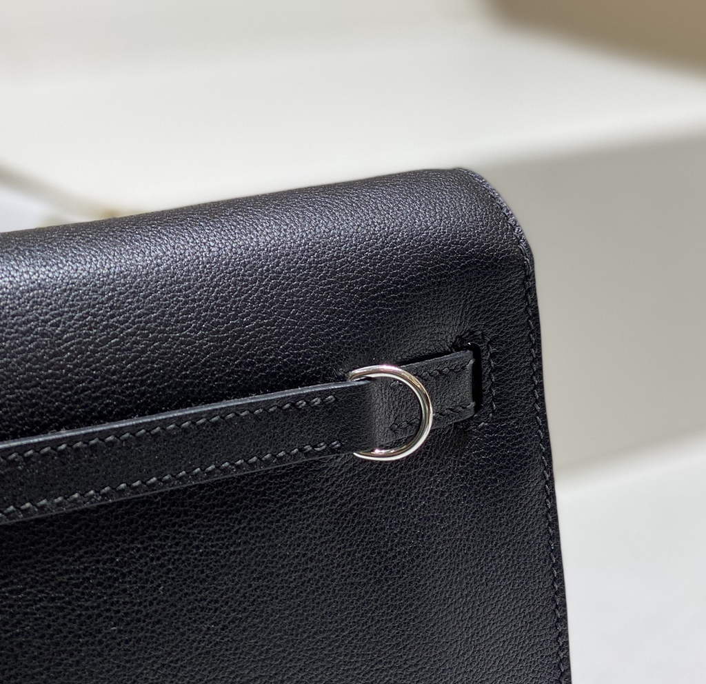 Hermès Kelly Danse II Black Evercolor leather with Silver