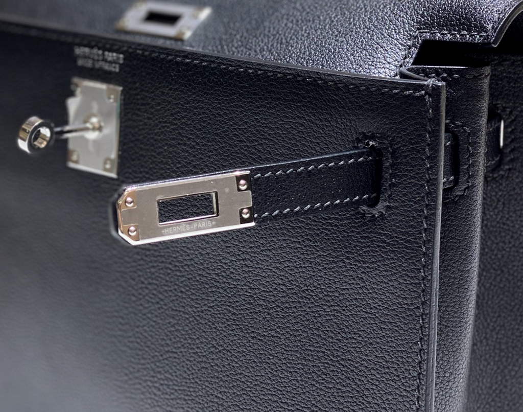 Hermès Kelly Danse II Black Evercolor leather with Silver
