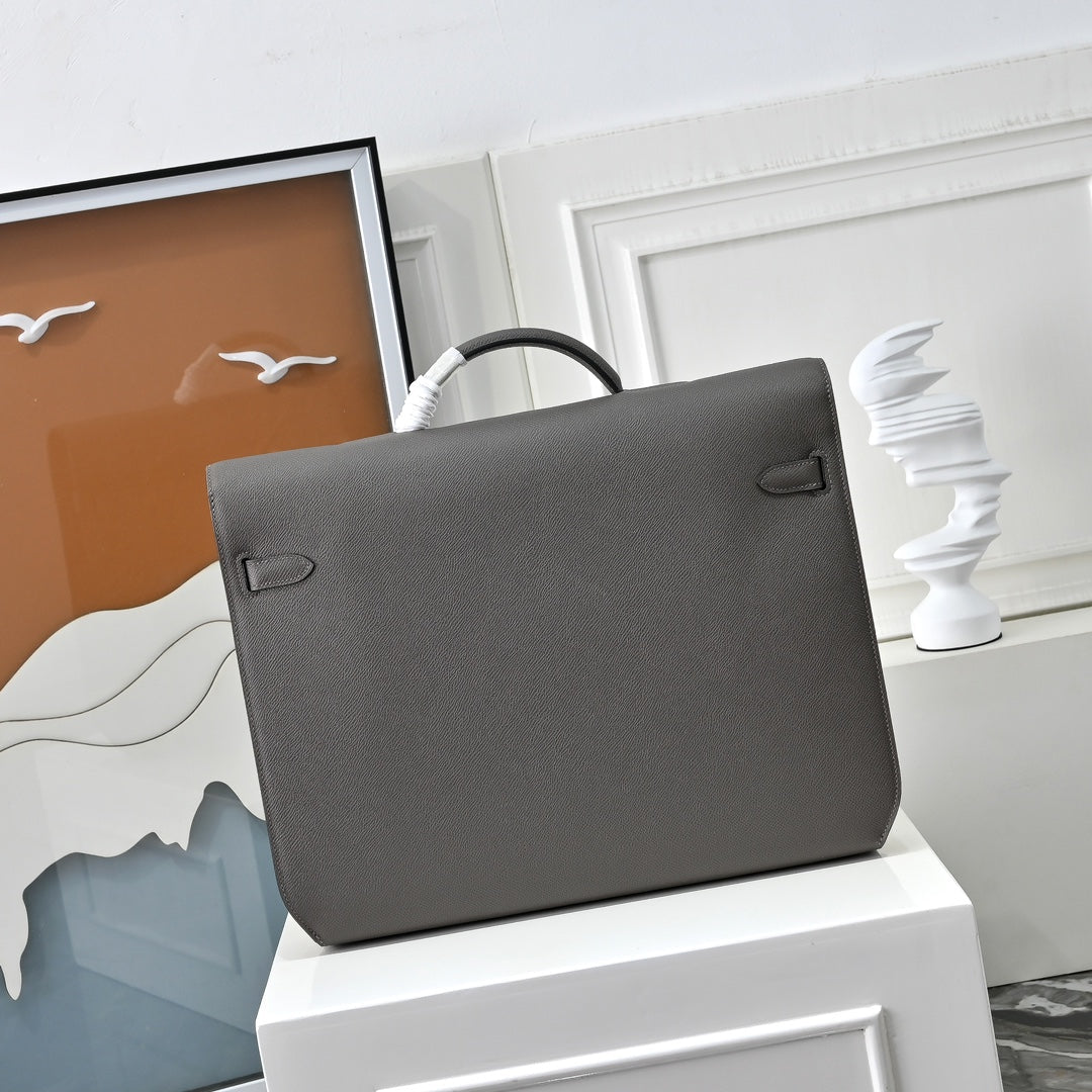 Hermès | Kelly Dépêche 36 Briefcase | Epsom Calfskin Leather | Dark Gray