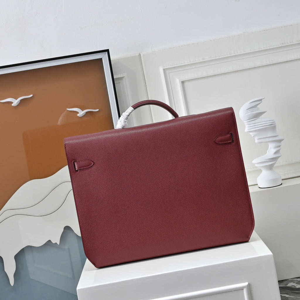 Hermès | Kelly Dépêche 36 Briefcase | Epsom Calfskin Leather | Dark Red