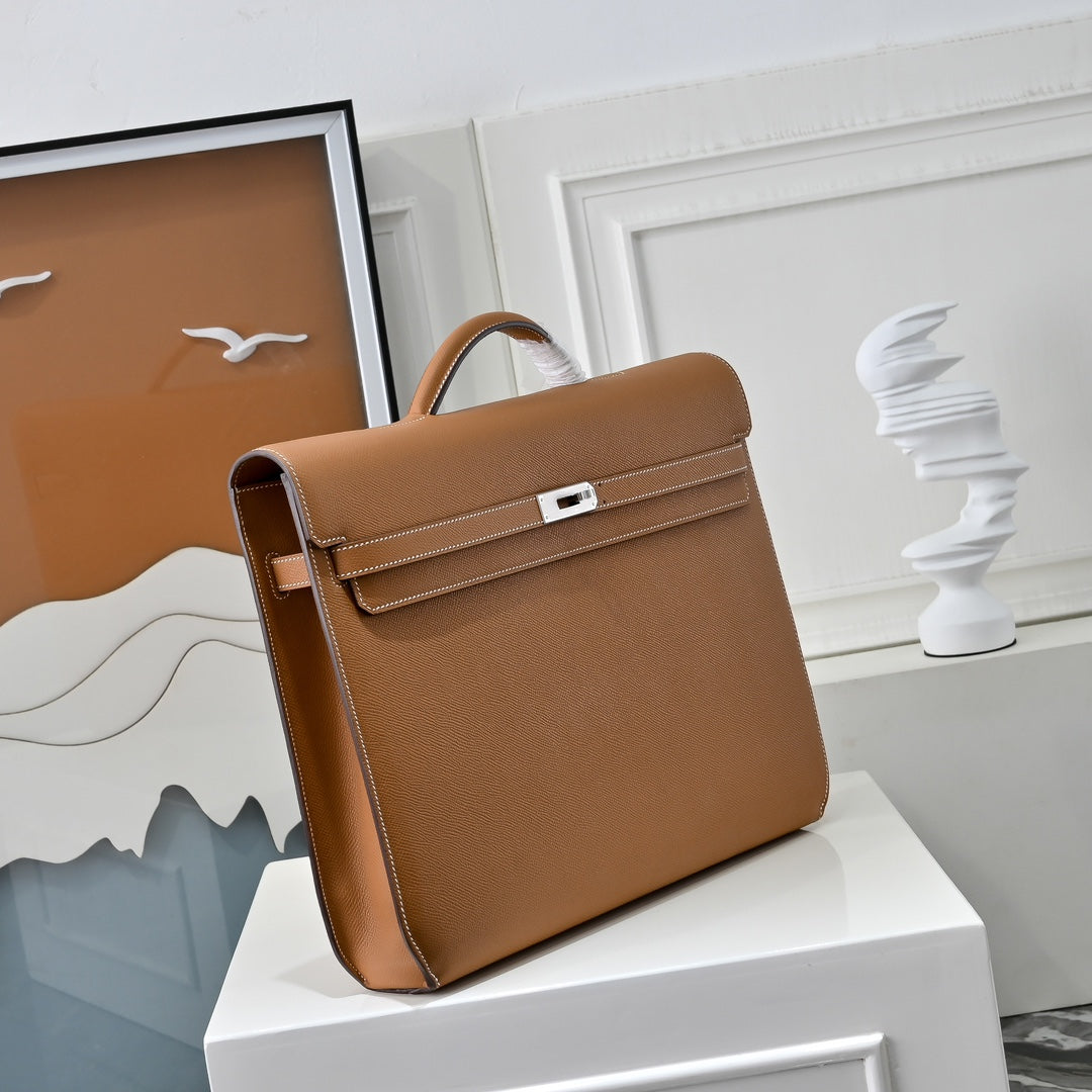 Hermès Kelly Dépêche 36 Epsom Calfskin Brown Briefcase