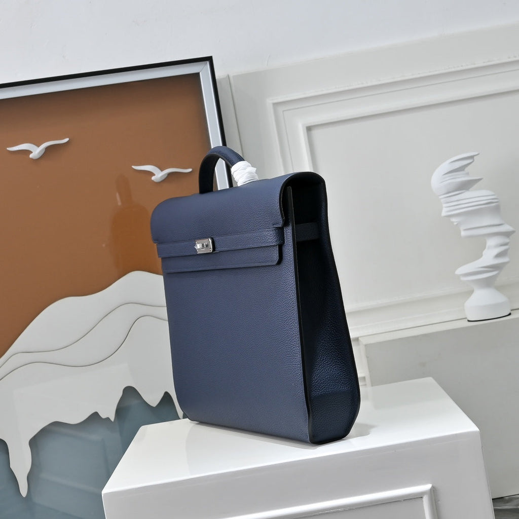 Hermès Kelly Dépêche 36 Togo Calfskin Navy Briefcase