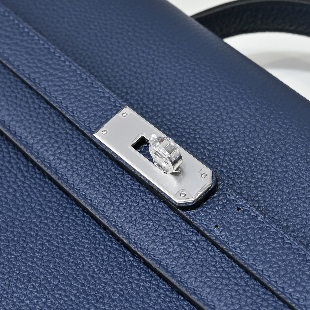 Hermès Kelly Dépêche 36 Togo Calfskin Navy Briefcase
