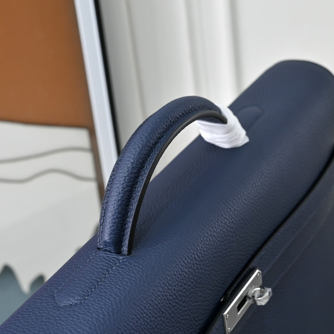 Hermès Kelly Dépêche 36 Togo Calfskin Navy Briefcase