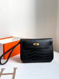 Hermès Special Order Sac Dépêches 25 – Black Porosus Crocodile Leather Handheld Clutch - Default Title - View 1