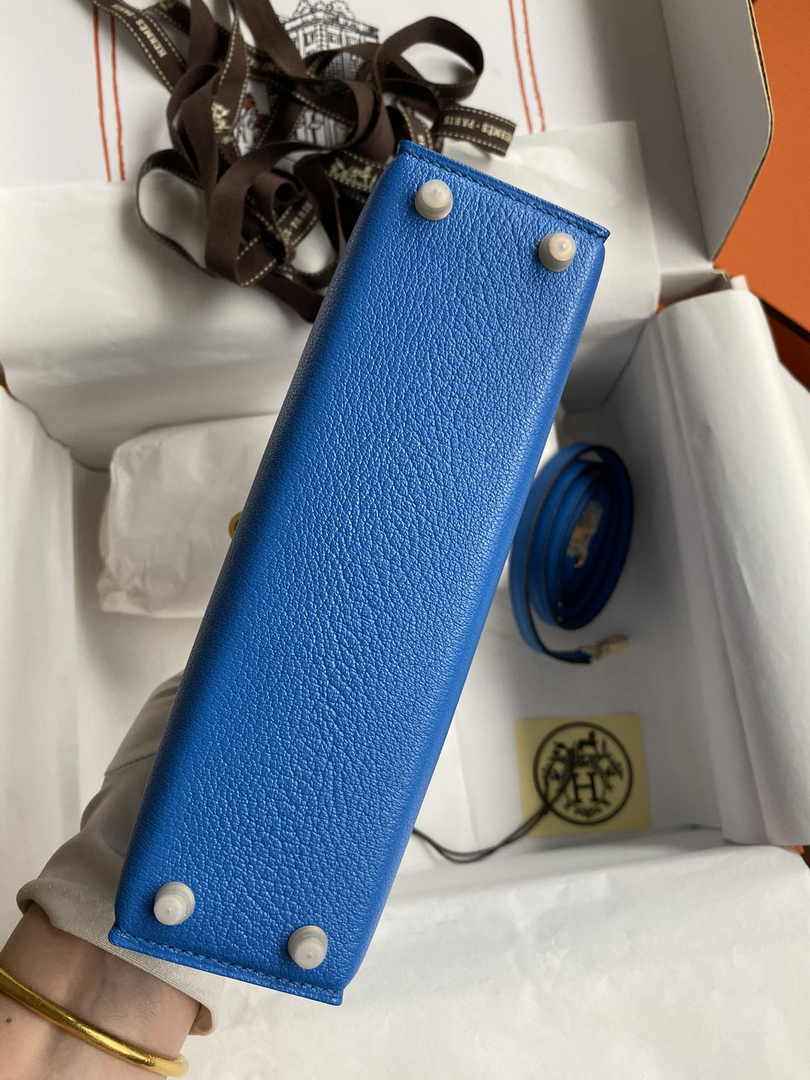 Hermès Kelly II Sellier Mini 2024 Goatskins Blue Leather Gold