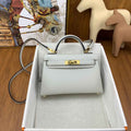 Hermès Kelly II Sellier Mini 2024 White Goatskins Leather Gold
