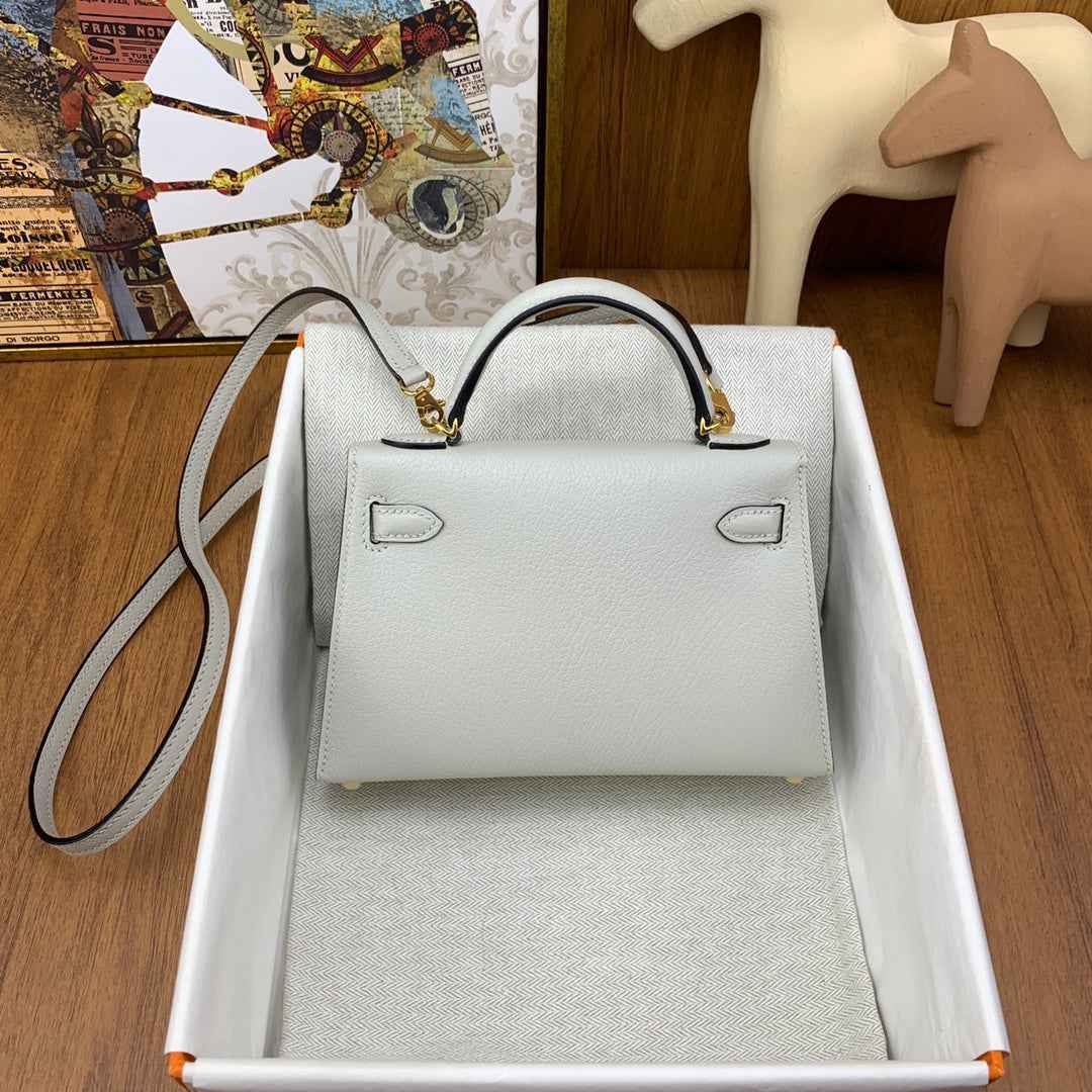 Hermès Kelly II Sellier Mini 2024 White Goatskins Leather Gold