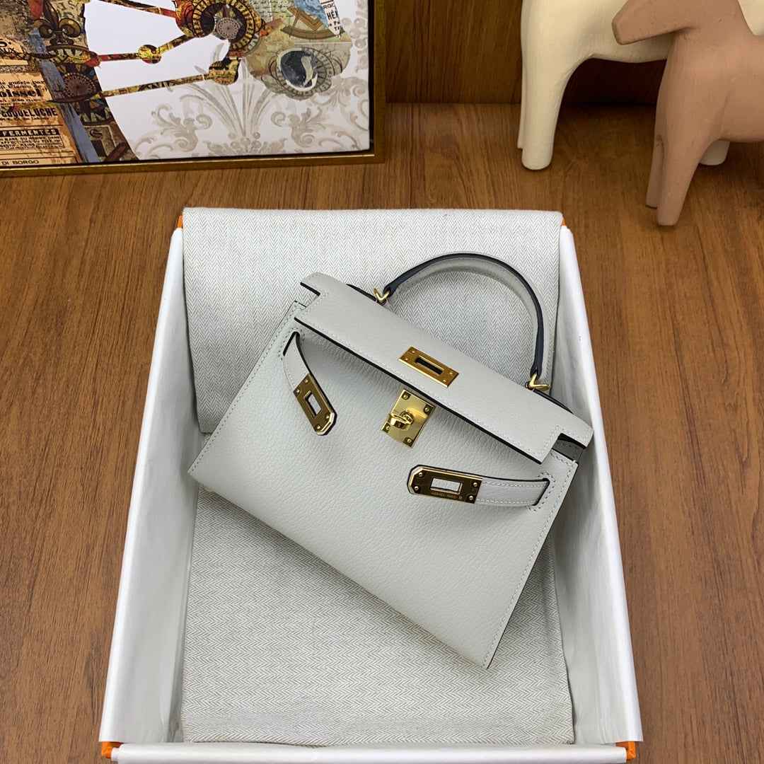 Hermès Kelly II Sellier Mini 2024 White Goatskins Leather Gold