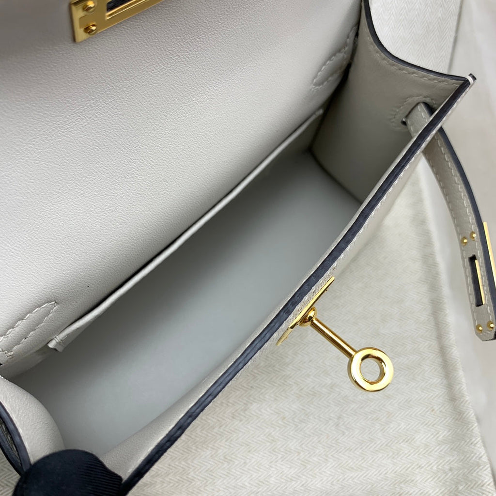 Hermès Kelly II Sellier Mini 2024 White Goatskins Leather Gold