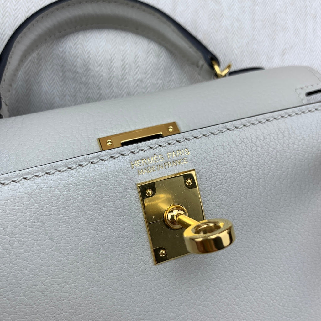 Hermès Kelly II Sellier Mini 2024 White Goatskins Leather Gold