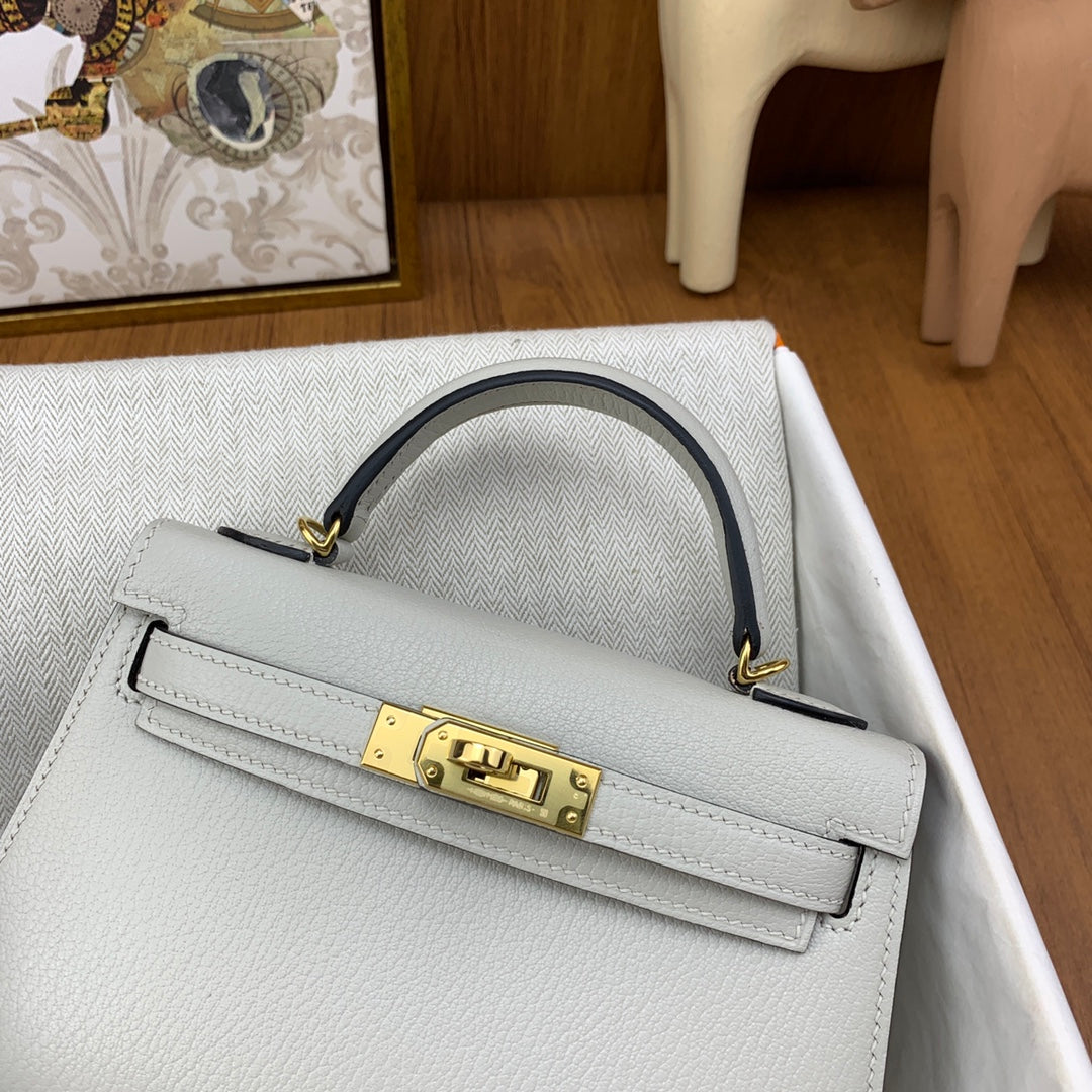 Hermès Kelly II Sellier Mini 2024 White Goatskins Leather Gold