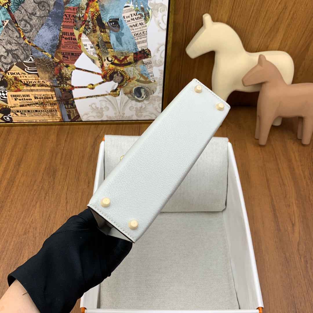 Hermès Kelly II Sellier Mini 2024 White Goatskins Leather Gold