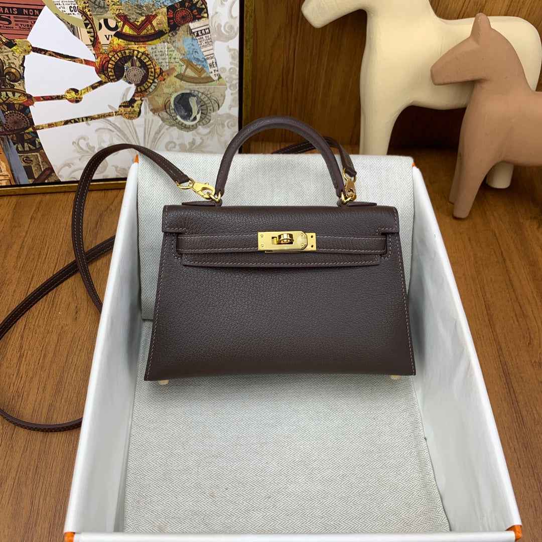 Hermès Kelly II Sellier Mini 2024 Brown Goatskins Leather Gold