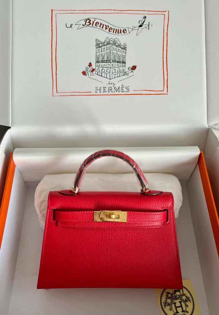 Hermès Kelly II Sellier Mini 2024 Red Goatskins Leather Gold