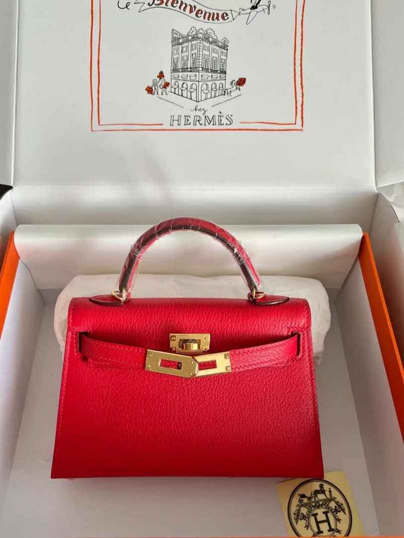 Hermès Kelly II Sellier Mini 2024 Red Goatskins Leather Gold
