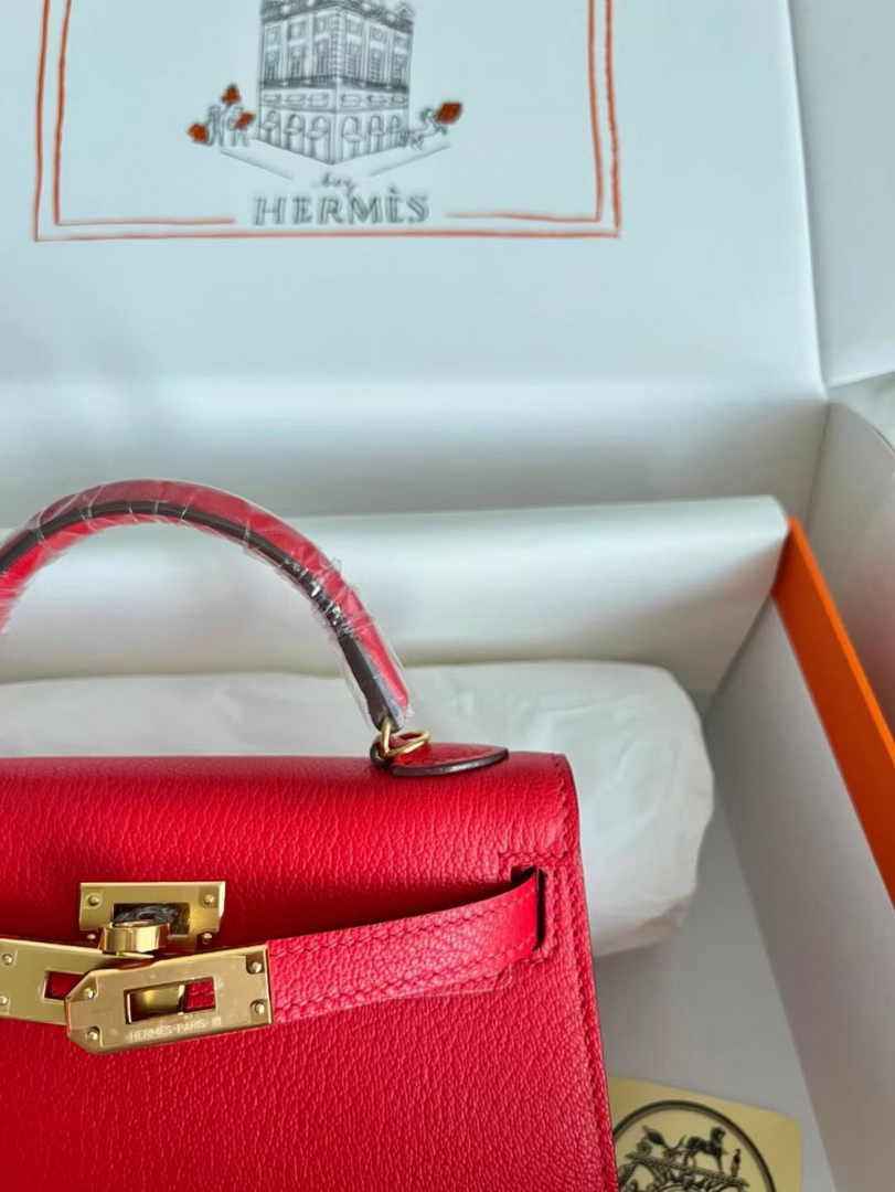 Hermès Kelly II Sellier Mini 2024 Red Goatskins Leather Gold