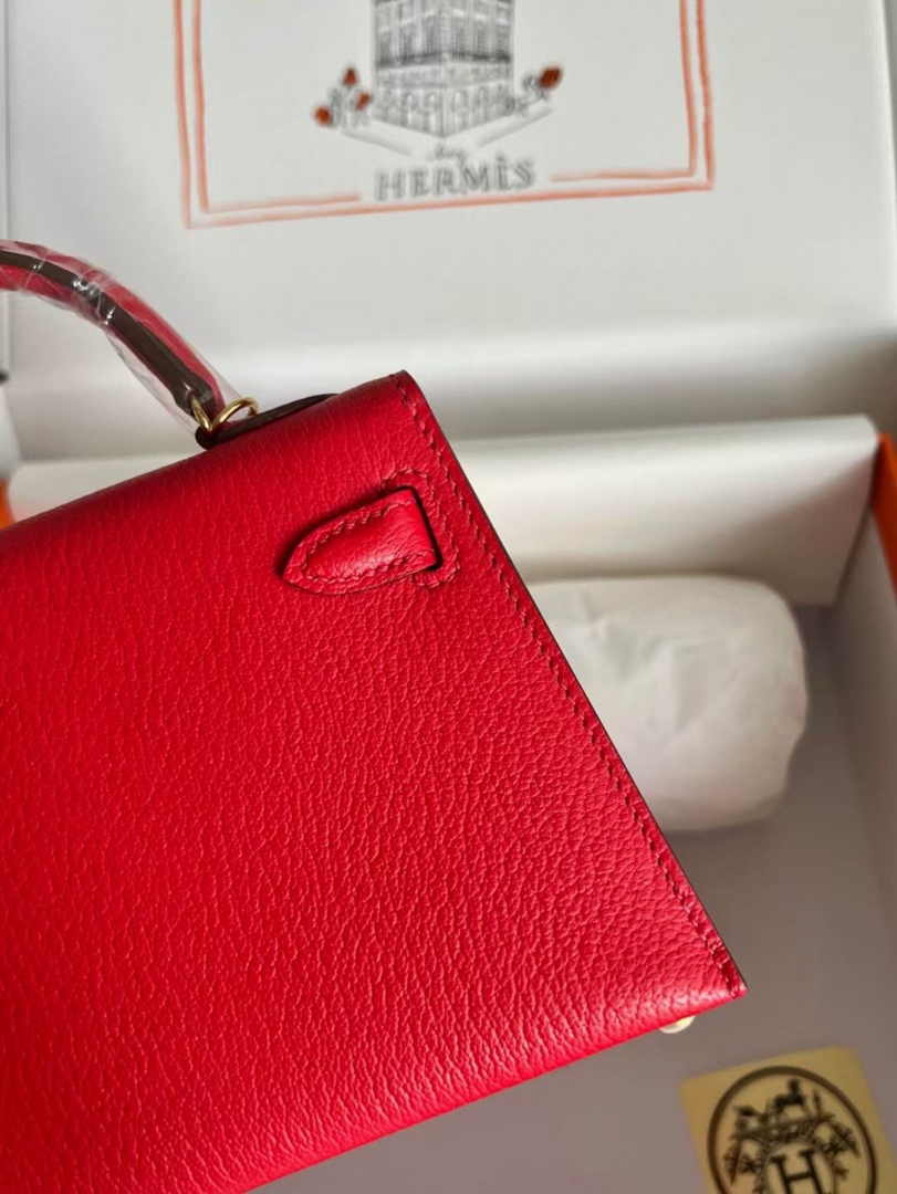 Hermès Kelly II Sellier Mini 2024 Red Goatskins Leather Gold