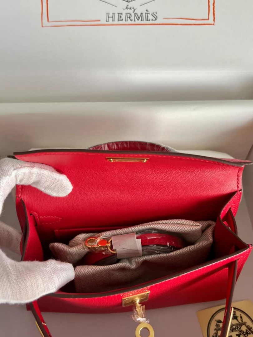 Hermès Kelly II Sellier Mini 2024 Red Goatskins Leather Gold