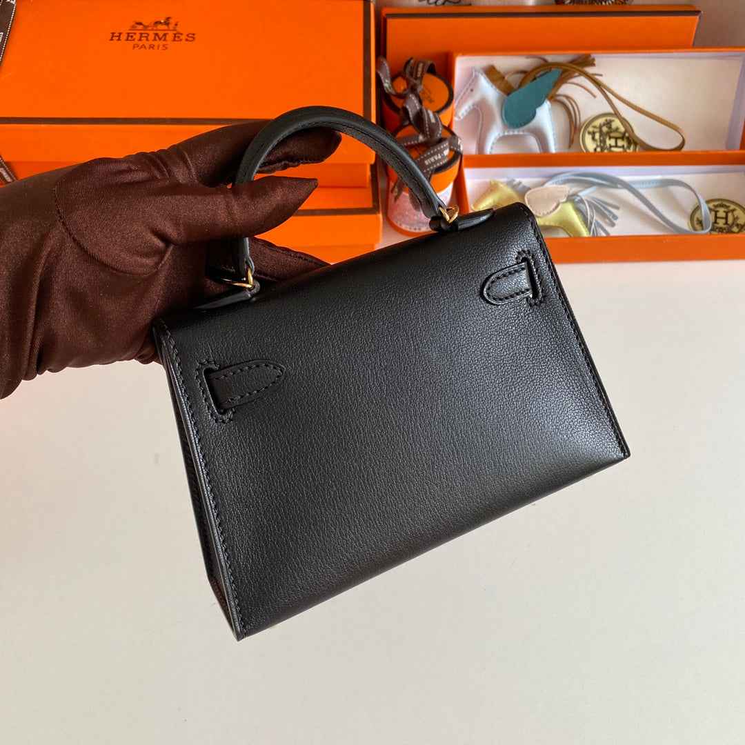 Hermès Kelly II Sellier Mini 2024 Black Goatskins Leather Gold