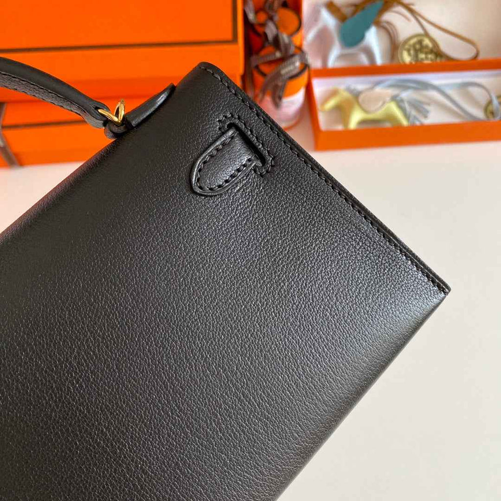 Hermès Kelly II Sellier Mini 2024 Black Goatskins Leather Gold
