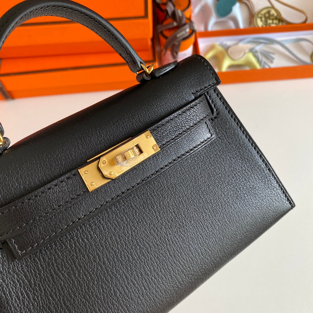 Hermès Kelly II Sellier Mini 2024 Black Goatskins Leather Gold
