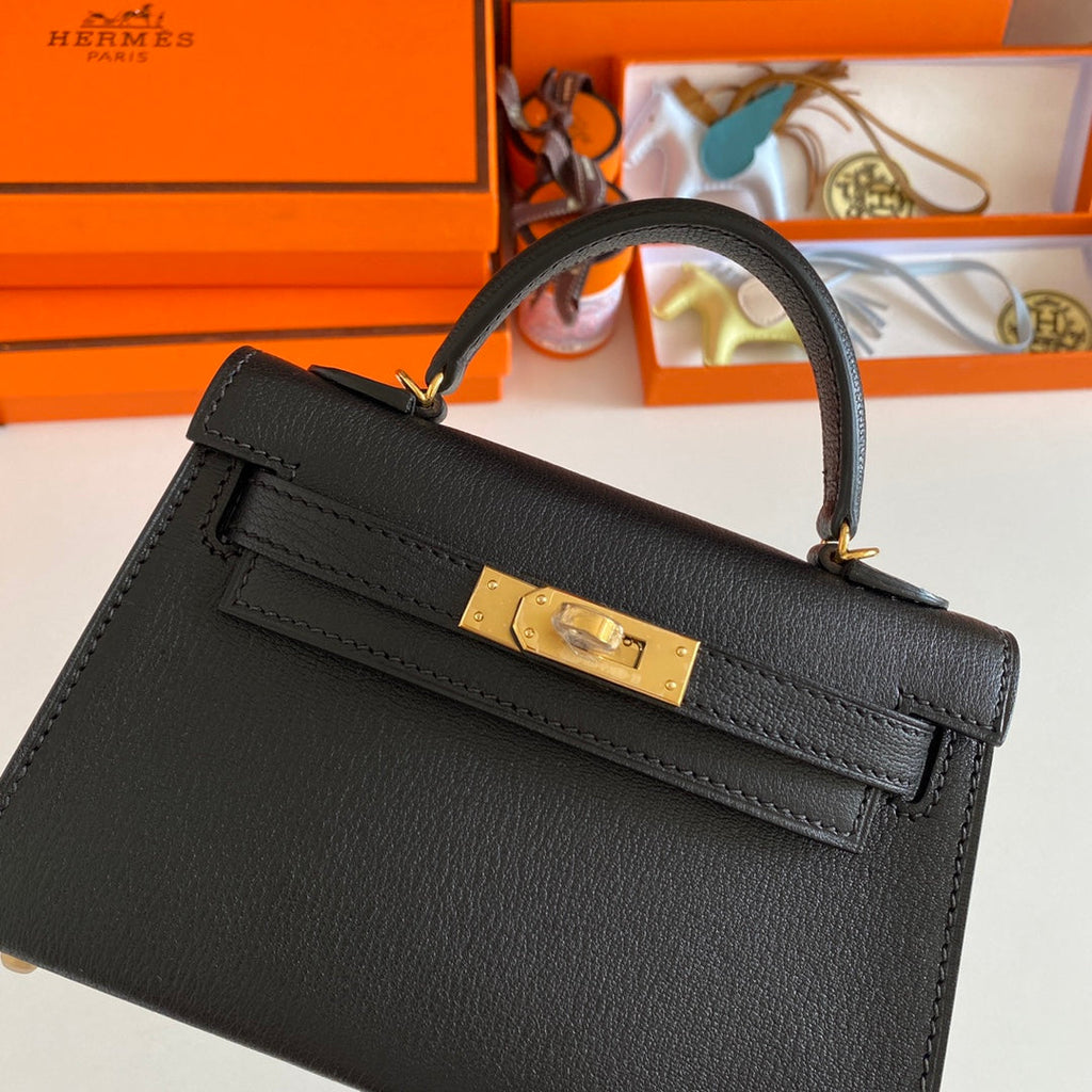 Hermès Kelly II Sellier Mini 2024 Black Goatskins Leather Gold