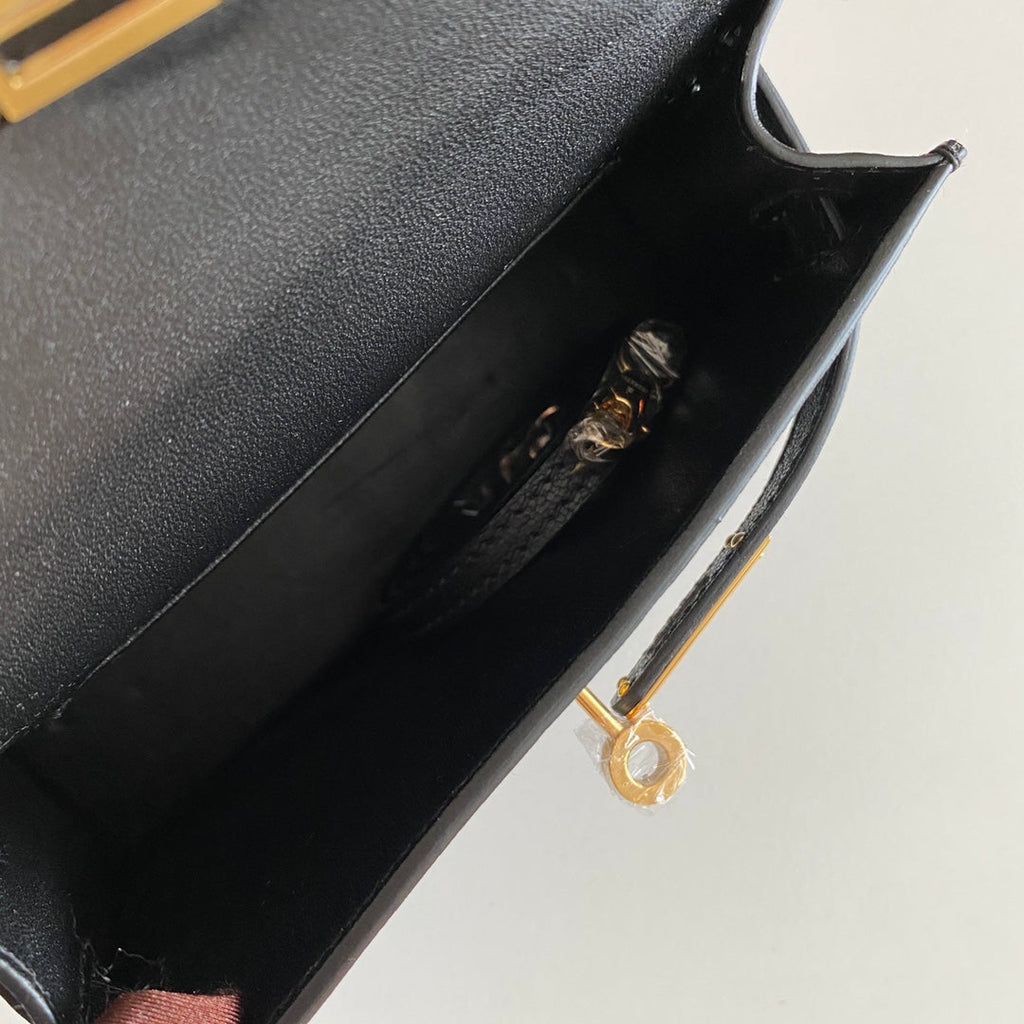 Hermès Kelly II Sellier Mini 2024 Black Goatskins Leather Gold