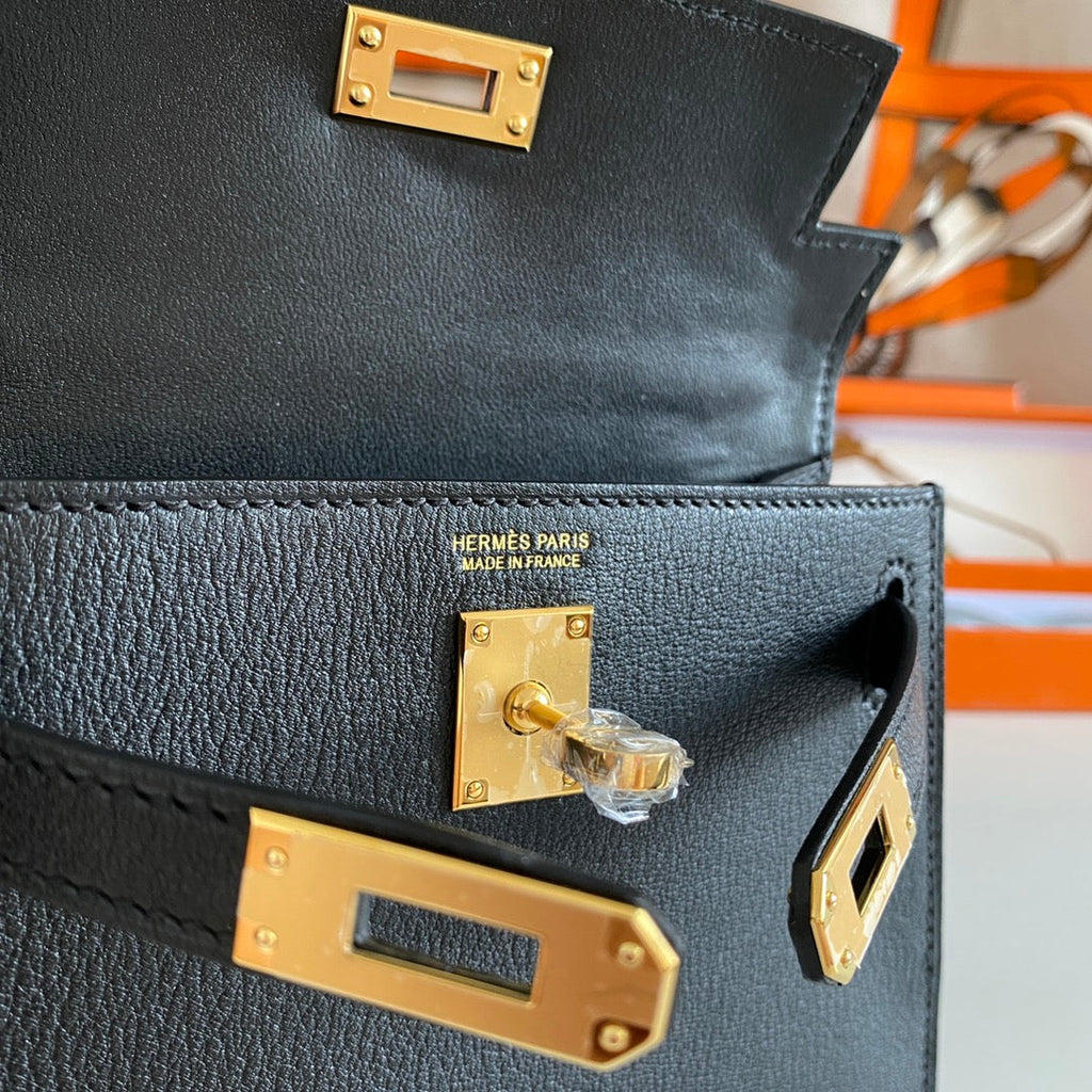 Hermès Kelly II Sellier Mini 2024 Black Goatskins Leather Gold