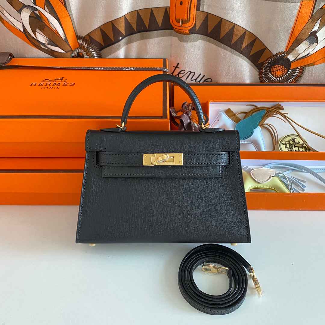 Hermès Kelly II Sellier Mini 2024 Black Goatskins Leather Gold