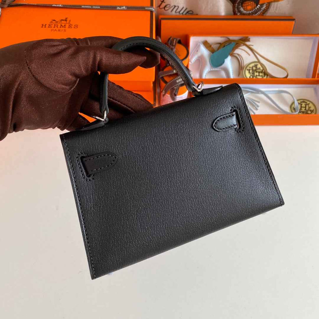 Hermès Kelly II Sellier Mini 2024 Black Goatskins Leather Silver